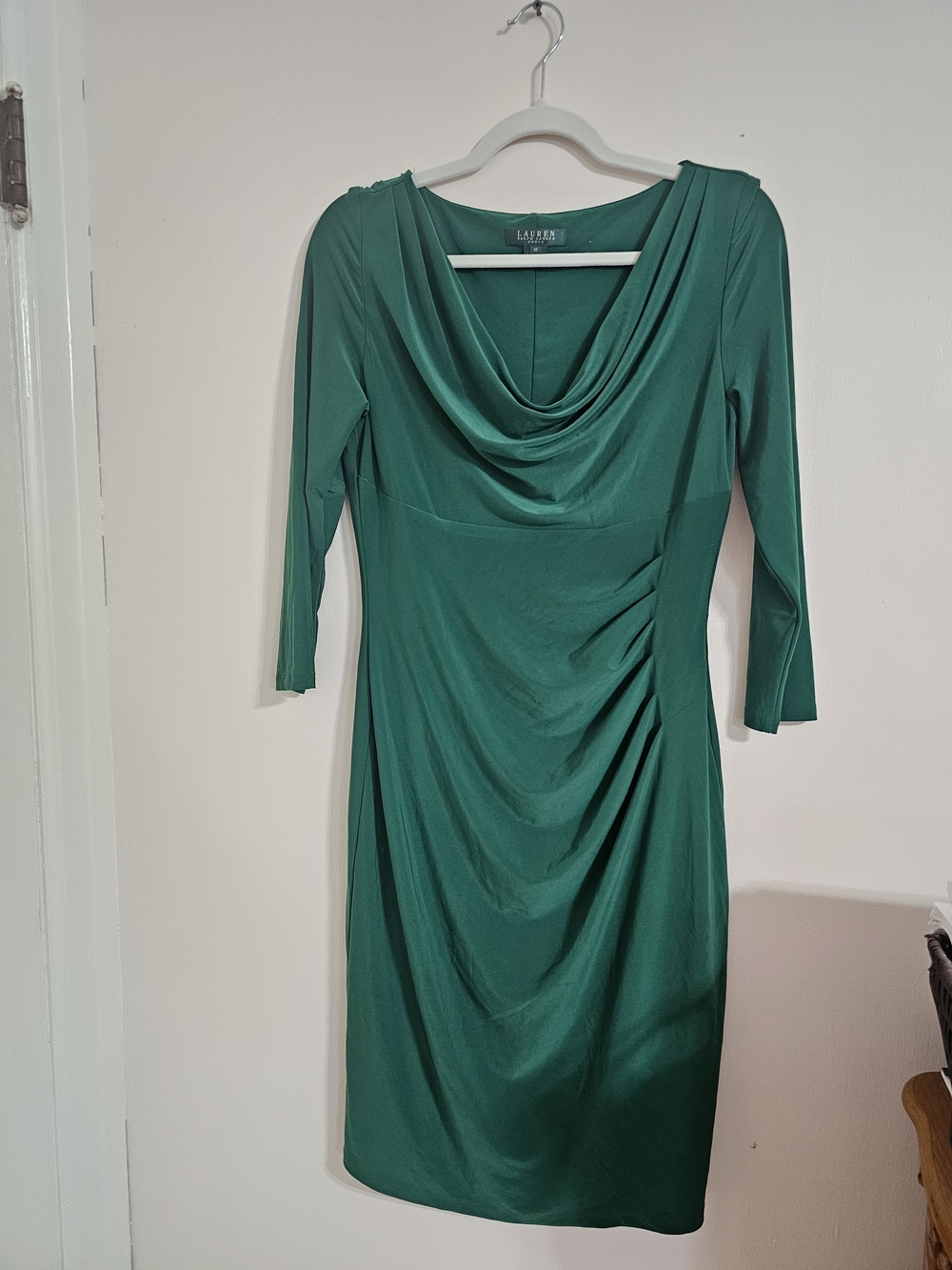 Lauren Ralph Lauren Sz 10 Emerald Draped Jersey Dress